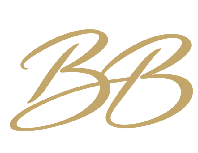 Semnătura BB, desenată de mână în auriu
